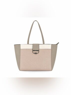 Nine West Colorblock Neutral Tote Shoulder Bag - Work Office Chic